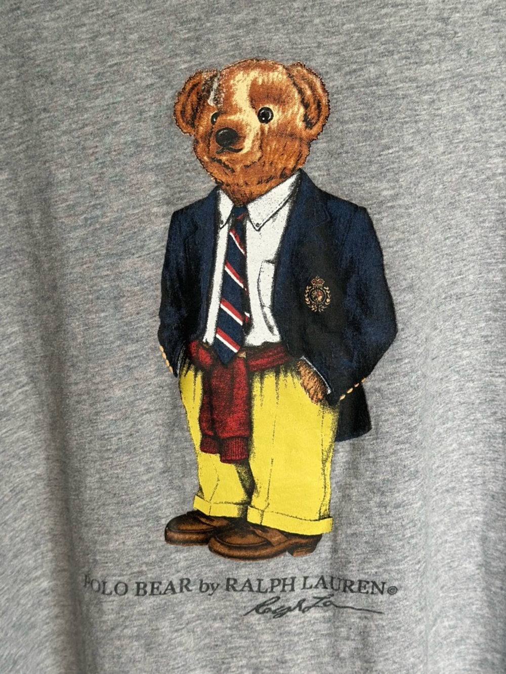 Polo by Ralph Lauren Preppy Bear Heather Gray Tee Shirt 4XB